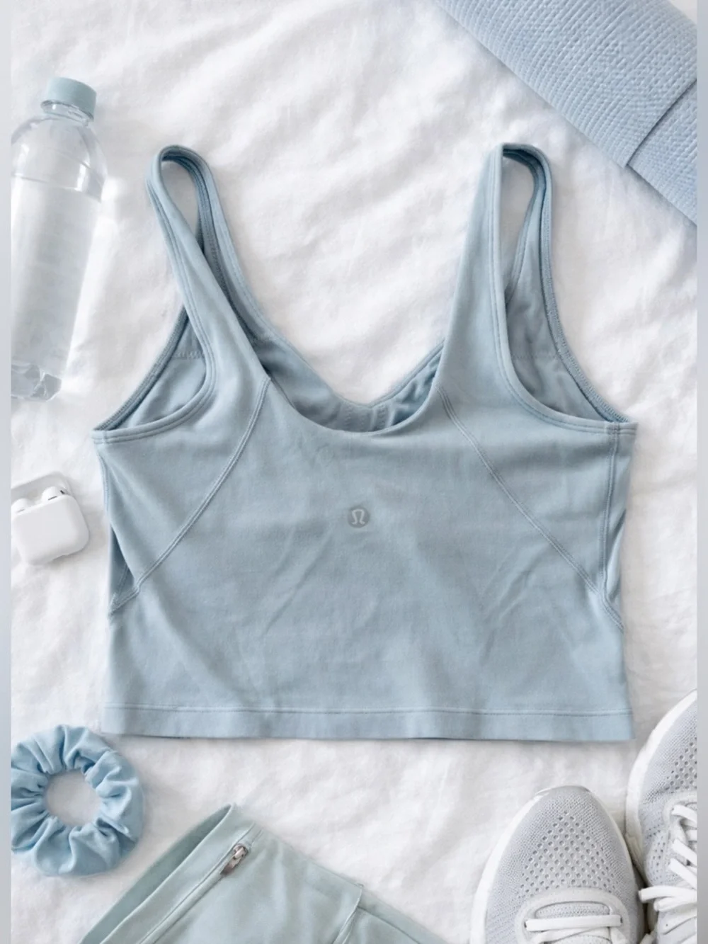 Lululemon Sports Bra Crop Tank Grey Sage/Light Blue Size 4